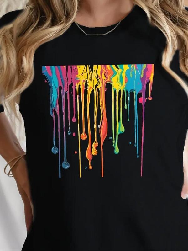 Colorful Drip Print Round Neck Casual Short Sleeve - Adult & Kids T-Shirts, Sweatshirts & Hoodies apparel design preview 1