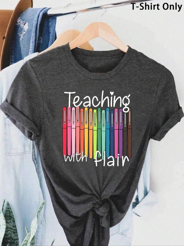 Colorful Pencil Print Short Sleeve Casual Round Neck - Adult & Kids T-Shirts, Sweatshirts & Hoodies apparel design preview 1