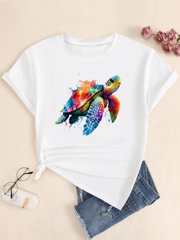 Colorful Turtle Print Round Neck Casual Short Sleeve - Adult & Kids T-Shirts, Sweatshirts & Hoodies apparel design preview 1