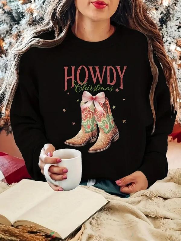 Cowboy Boots Letter Print Drop Shoulder Casual Round - Adult & Kids T-Shirts, Sweatshirts & Hoodies apparel design preview 1