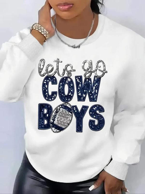 Cowboys Letter Print Drop Shoulder Casual Round Neck - Adult & Kids T-Shirts, Sweatshirts & Hoodies apparel design preview 1