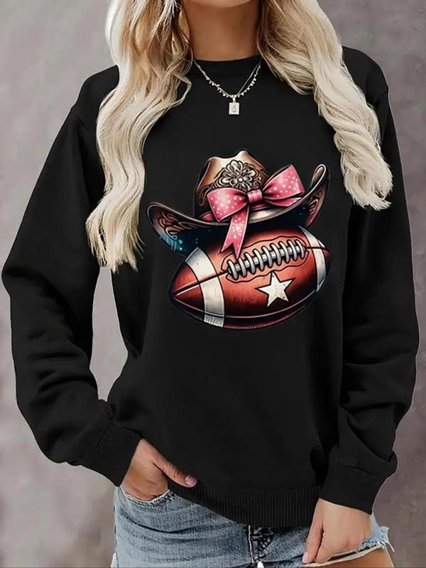Cowgirl Football Print Round Neck Casual Crew Fall - Adult & Kids T-Shirts, Sweatshirts & Hoodies apparel design preview 1