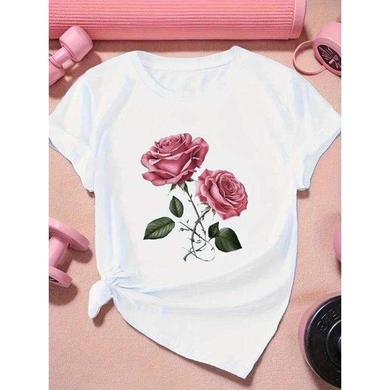 White Rose Floral Print Casual Check Clothes - Adult & Kids T-Shirts, Sweatshirts & Hoodies apparel design preview 1