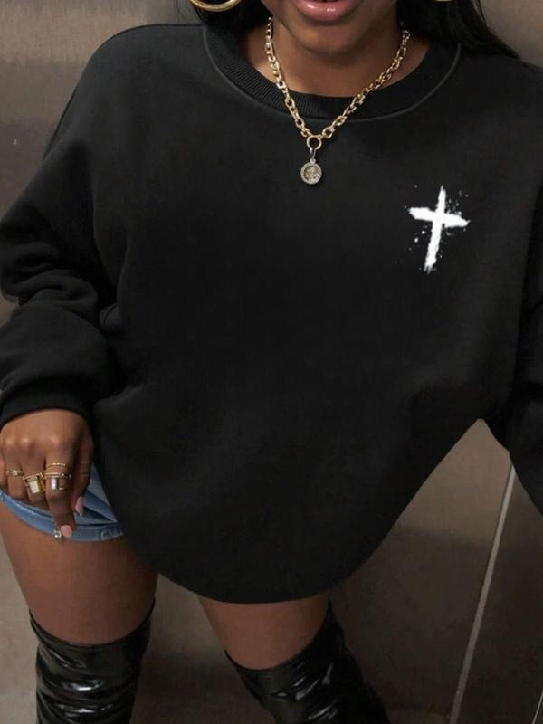 Cross Letter Print Casual Hooded Fall Winter Daily - Adult & Kids T-Shirts, Sweatshirts & Hoodies apparel design preview 1