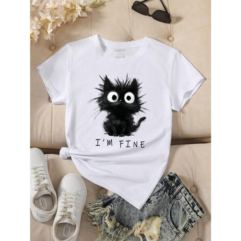 Cute Cat Pattern Short Sleeve Fabric Fit - Adult & Kids T-Shirts, Sweatshirts & Hoodies apparel design preview 1