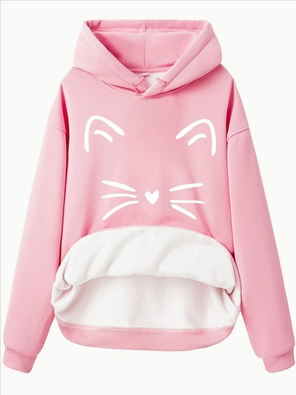 Cute Cat Print Fleece Front Pocket Comfortable Winter - Adult & Kids T-Shirts, Sweatshirts & Hoodies apparel design preview 1