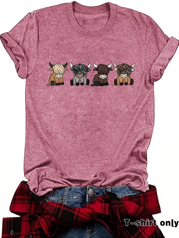 Cute Cow Print Round Neck Casual Short Sleeve Crew - Adult & Kids T-Shirts, Sweatshirts & Hoodies apparel design preview 1