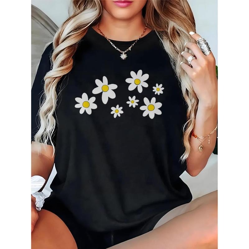 Daisy Floral Print 100% Cotton Short Sleeve Crew Neck - Adult & Kids T-Shirts, Sweatshirts & Hoodies apparel design preview 1