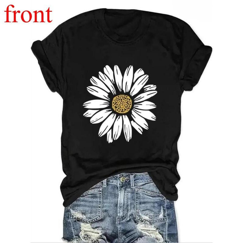 Daisy Print Round Neck Boho Casual Floral Crew Short - Adult & Kids T-Shirts, Sweatshirts & Hoodies apparel design preview 1