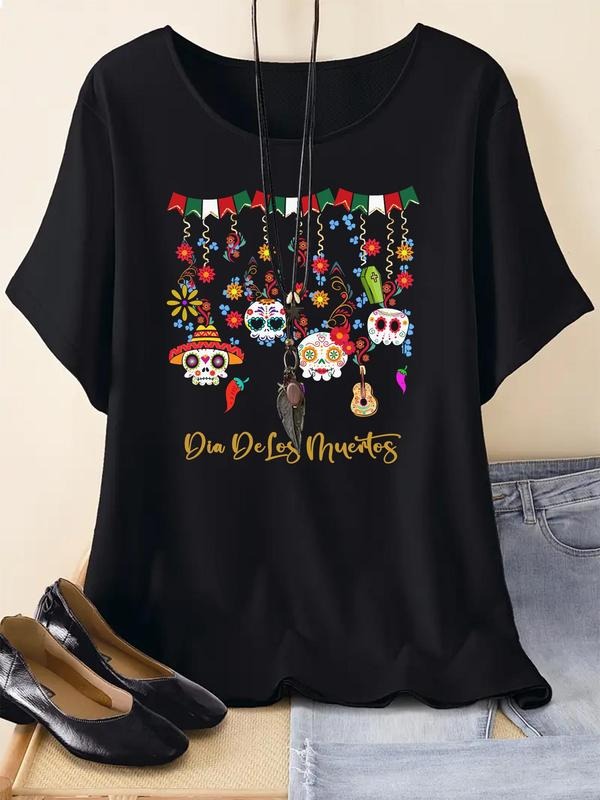 Day Dead Print Round Neck Casual Letter Crew Daily - Adult & Kids T-Shirts, Sweatshirts & Hoodies apparel design preview 1