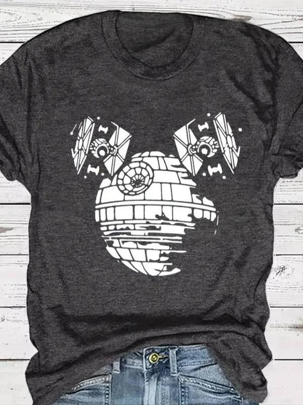 Death Star Print Round Neck Casual Short Sleeve - Adult & Kids T-Shirts, Sweatshirts & Hoodies apparel design preview 1