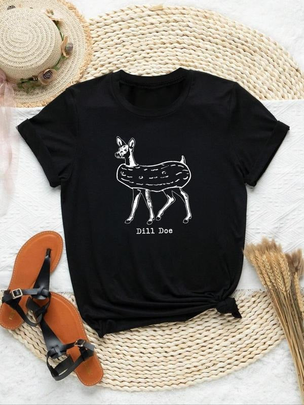 Deer Letter Print Round Neck Casual Short Sleeve Crew - Adult & Kids T-Shirts, Sweatshirts & Hoodies apparel design preview 1