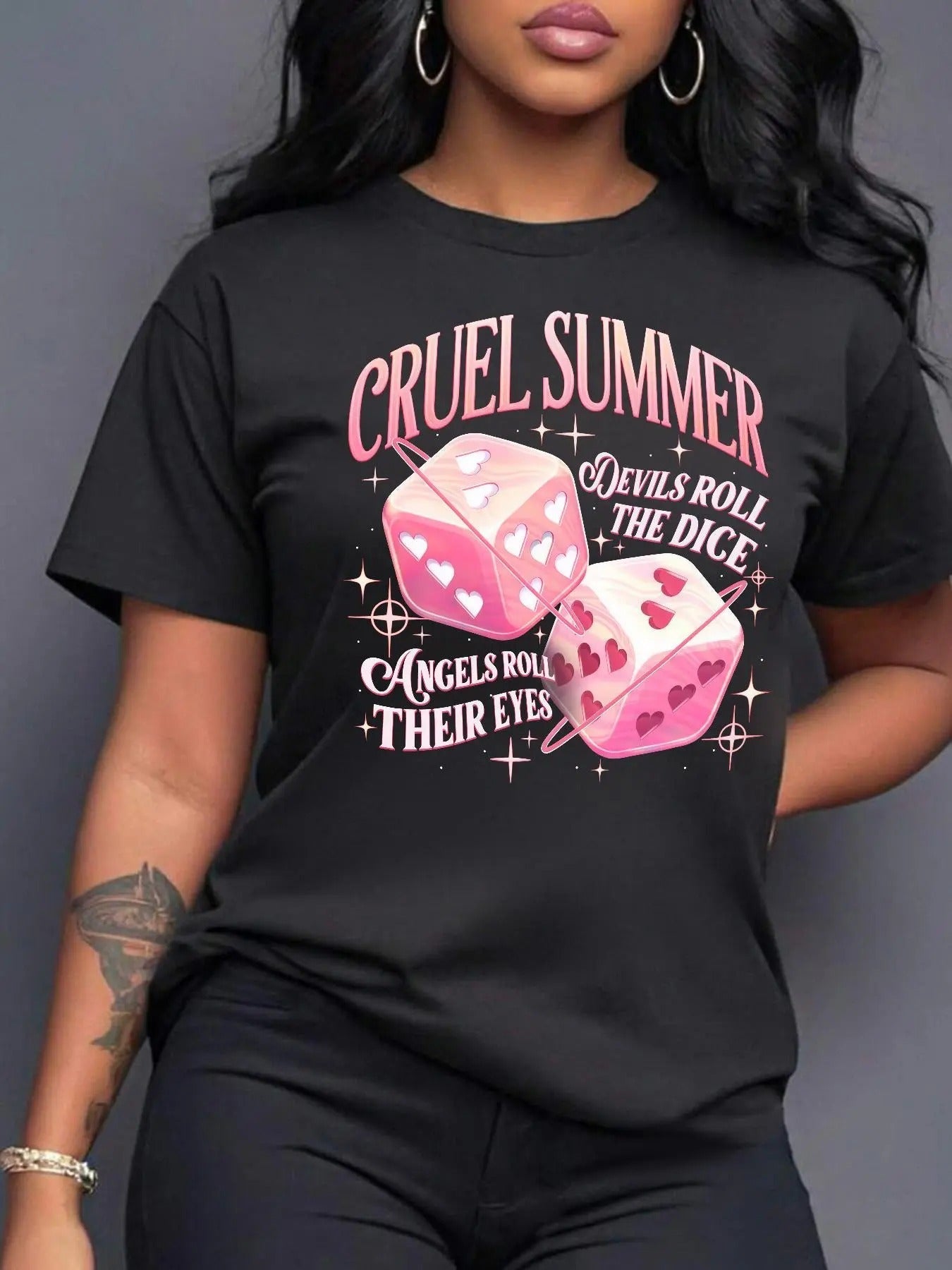Dice Letter Print Round Neck Casual Drop Shoulder - Adult & Kids T-Shirts, Sweatshirts & Hoodies apparel design preview 1