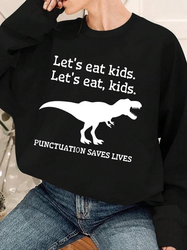 Dinosaur Letter Print Drop Shoulder Casual Round Neck - Adult & Kids T-Shirts, Sweatshirts & Hoodies apparel design preview 1