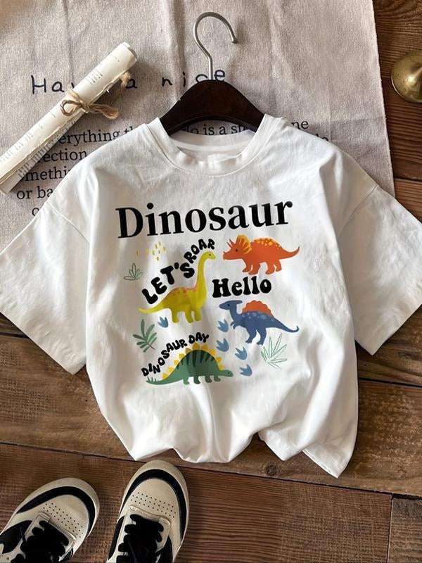 Dinosaur Letter Print Round Neck Casual Short Sleeve - Adult & Kids T-Shirts, Sweatshirts & Hoodies apparel design preview 1
