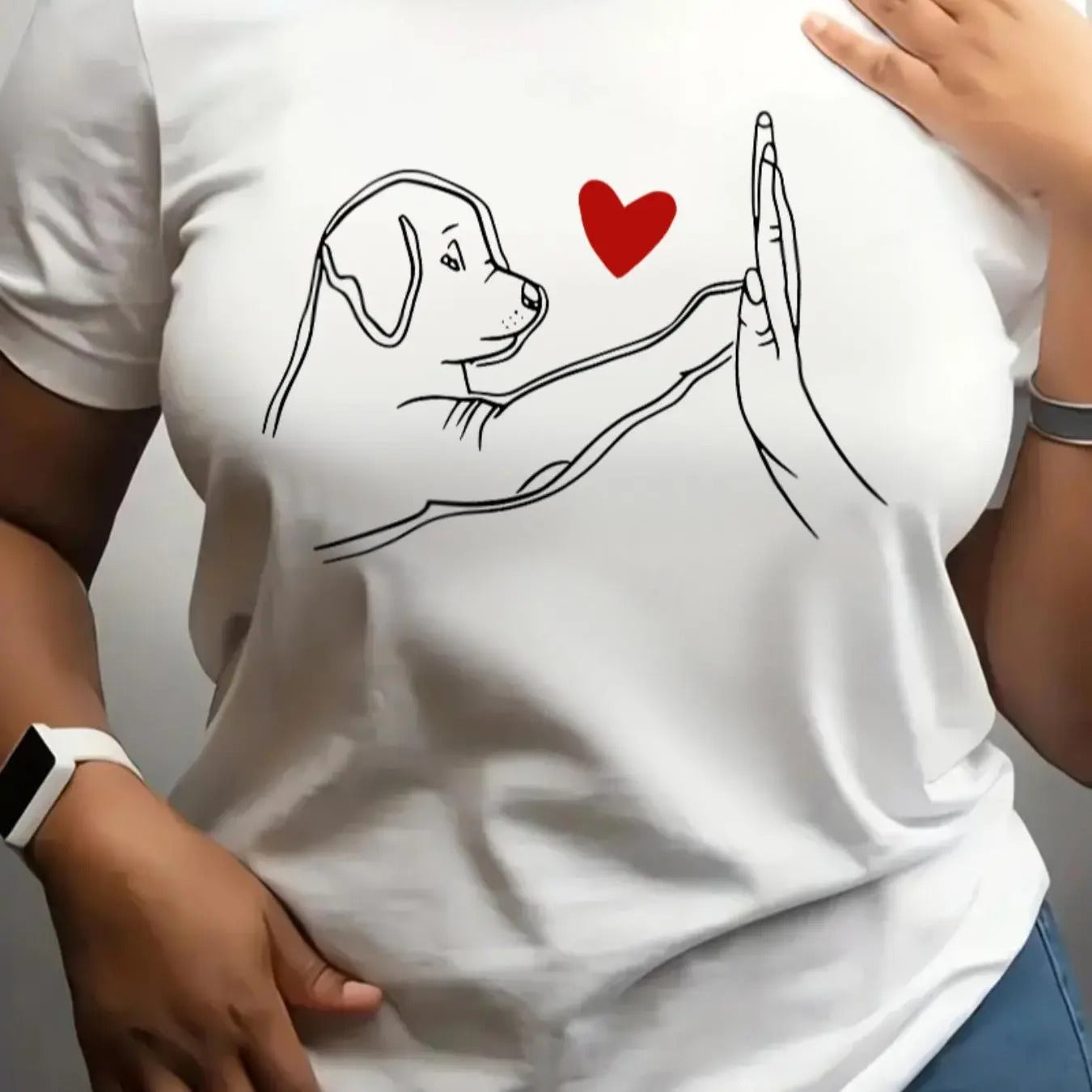 Dog Heart Print Round Neck Casual Short Sleeve Crew - Adult & Kids T-Shirts, Sweatshirts & Hoodies apparel design preview 1