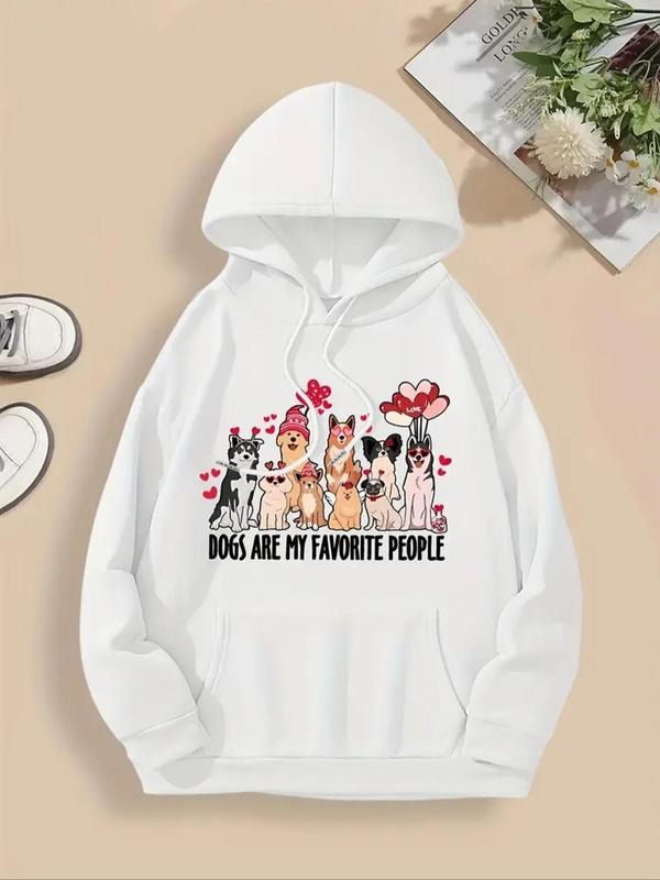 Dog Letter Print Drawstring Casual Hooded Daily - Adult & Kids T-Shirts, Sweatshirts & Hoodies apparel design preview 1