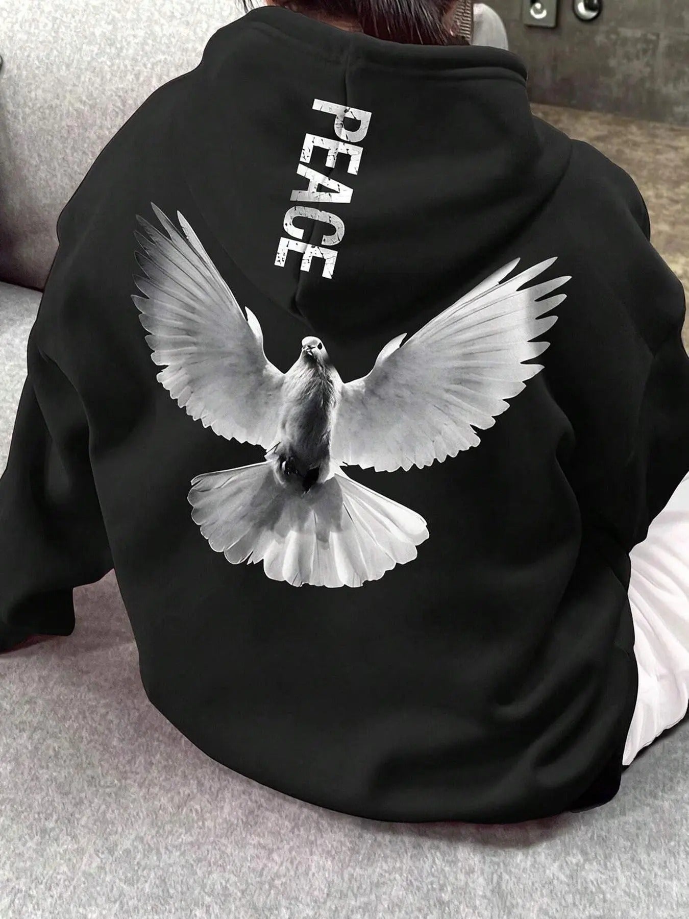 Dove Letter Print Drop Shoulder Casual Drawstring - Adult & Kids T-Shirts, Sweatshirts & Hoodies apparel design preview 1