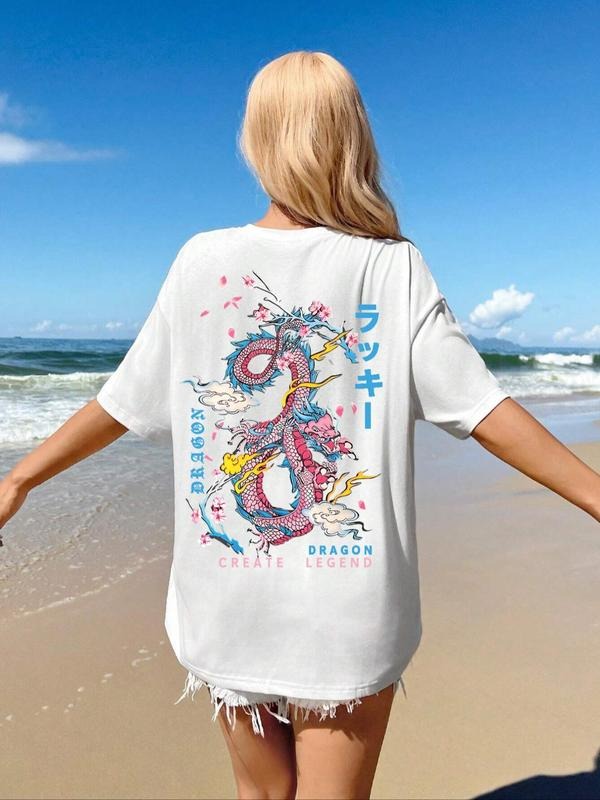 Dragon Japanese Print Round Neck Casual Crew Daily - Adult & Kids T-Shirts, Sweatshirts & Hoodies apparel design preview 1