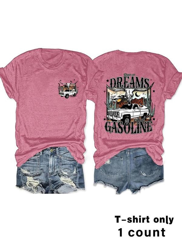 Dreams Gasoline Print Round Neck Vintage Casual Short - Adult & Kids T-Shirts, Sweatshirts & Hoodies apparel design preview 1