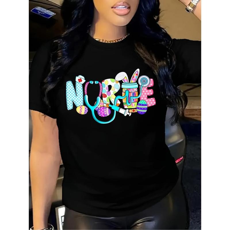 Easter Nurse Black Short Sleeve Crew Neck Colorful - Adult & Kids T-Shirts, Sweatshirts & Hoodies apparel design preview 1