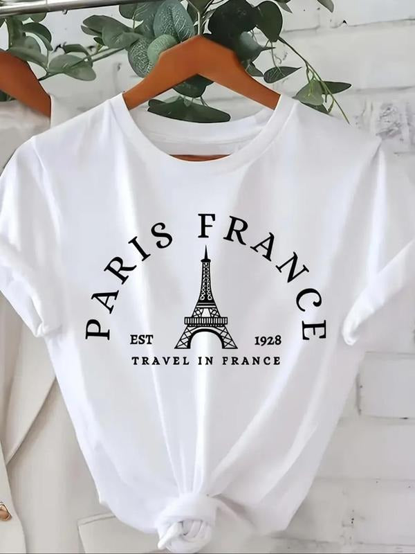 Eiffel Tower Letter Print Round Neck Vintage Casual - Adult & Kids T-Shirts, Sweatshirts & Hoodies apparel design preview 1
