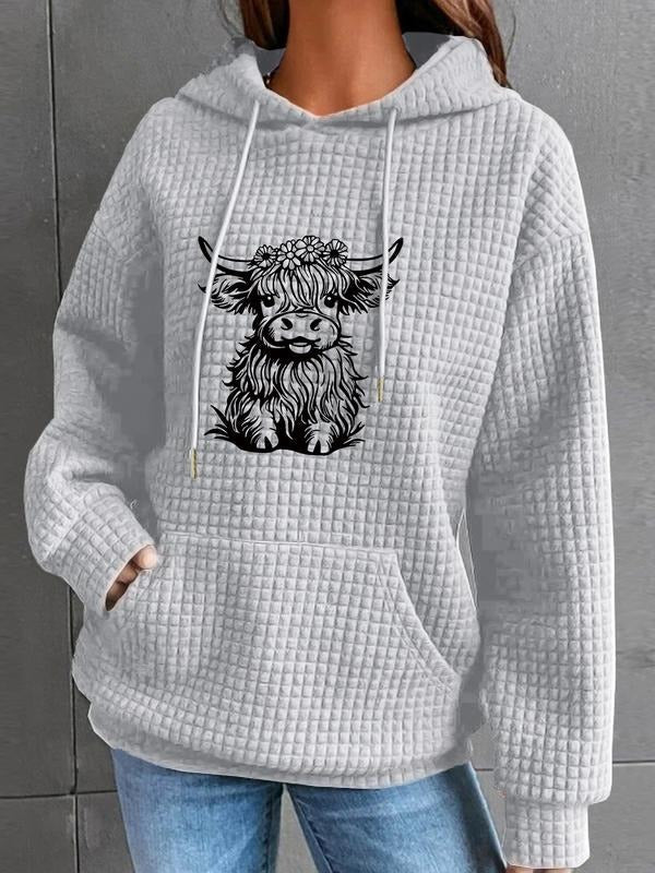 Fall Winter Highland Cow Print Casual Loose Fit - Adult & Kids T-Shirts, Sweatshirts & Hoodies apparel design preview 1