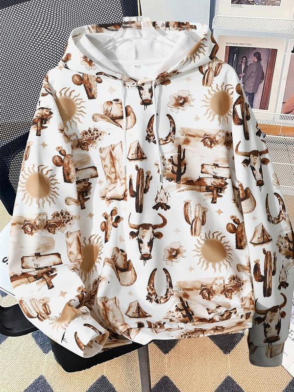 Fall Winter Hooded Boho Graffiti Print Loose Fitting - Adult & Kids T-Shirts, Sweatshirts & Hoodies apparel design preview 1