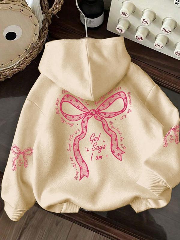 Fall Winter Hooded Large Bow Letter Pattern Loose Fit - Adult & Kids T-Shirts, Sweatshirts & Hoodies apparel design preview 1