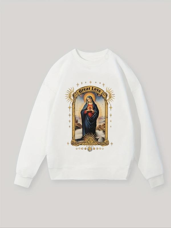 Figure Letter Print Drop Shoulder Casual Round Neck - Adult & Kids T-Shirts, Sweatshirts & Hoodies apparel design preview 1