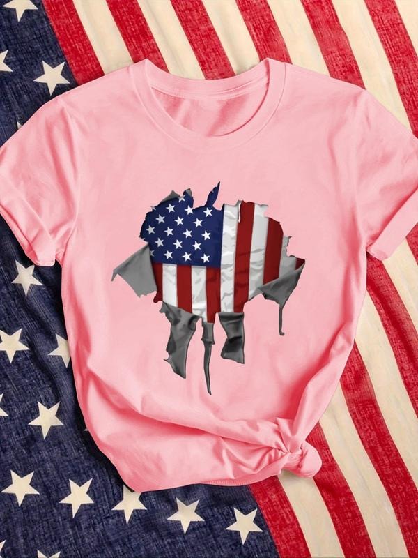 Flag Print Round Neck Casual Short Sleeve Daily - Adult & Kids T-Shirts, Sweatshirts & Hoodies apparel design preview 1