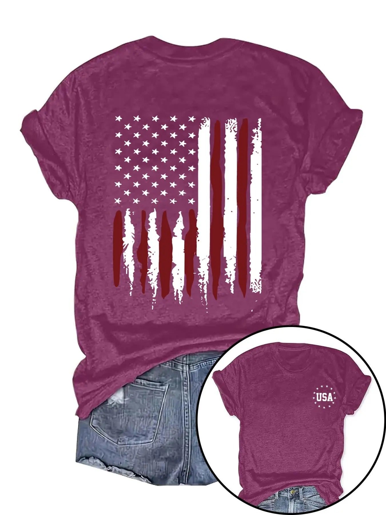 Flag Print Round Neck Casual Letter Printed Short - Adult & Kids T-Shirts, Sweatshirts & Hoodies apparel design preview 1