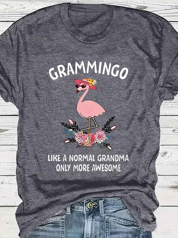 Flamingo Letter Print Round Neck Vintage Casual Short - Adult & Kids T-Shirts, Sweatshirts & Hoodies apparel design preview 1