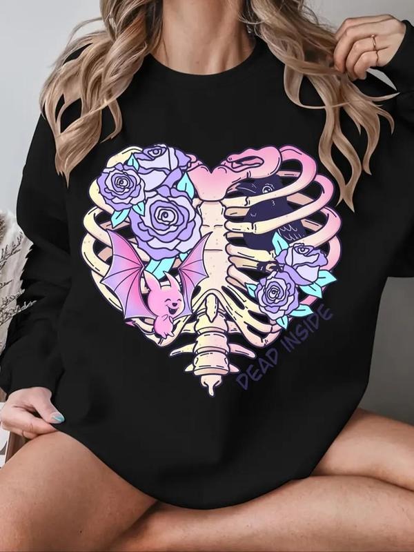 Floral Animal Heart Skeleton Print Drop Shoulder - Adult & Kids T-Shirts, Sweatshirts & Hoodies apparel design preview 1