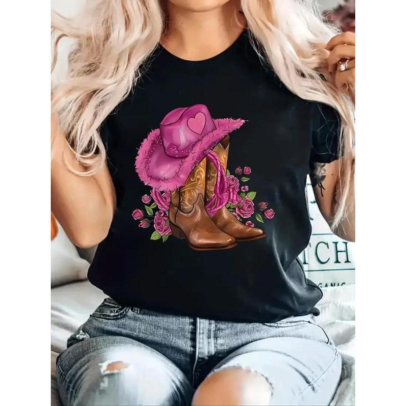 Floral Boots Print Round Neck Casual Short Sleeve - Adult & Kids T-Shirts, Sweatshirts & Hoodies apparel design preview 1