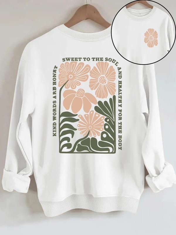 Floral Inspirational Letter Print Round Neck Casual - Adult & Kids T-Shirts, Sweatshirts & Hoodies apparel design preview 1
