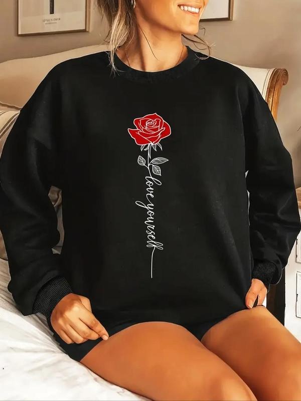 Floral Letter Print Crew Neck Casual Fall Winter - Adult & Kids T-Shirts, Sweatshirts & Hoodies apparel design preview 1