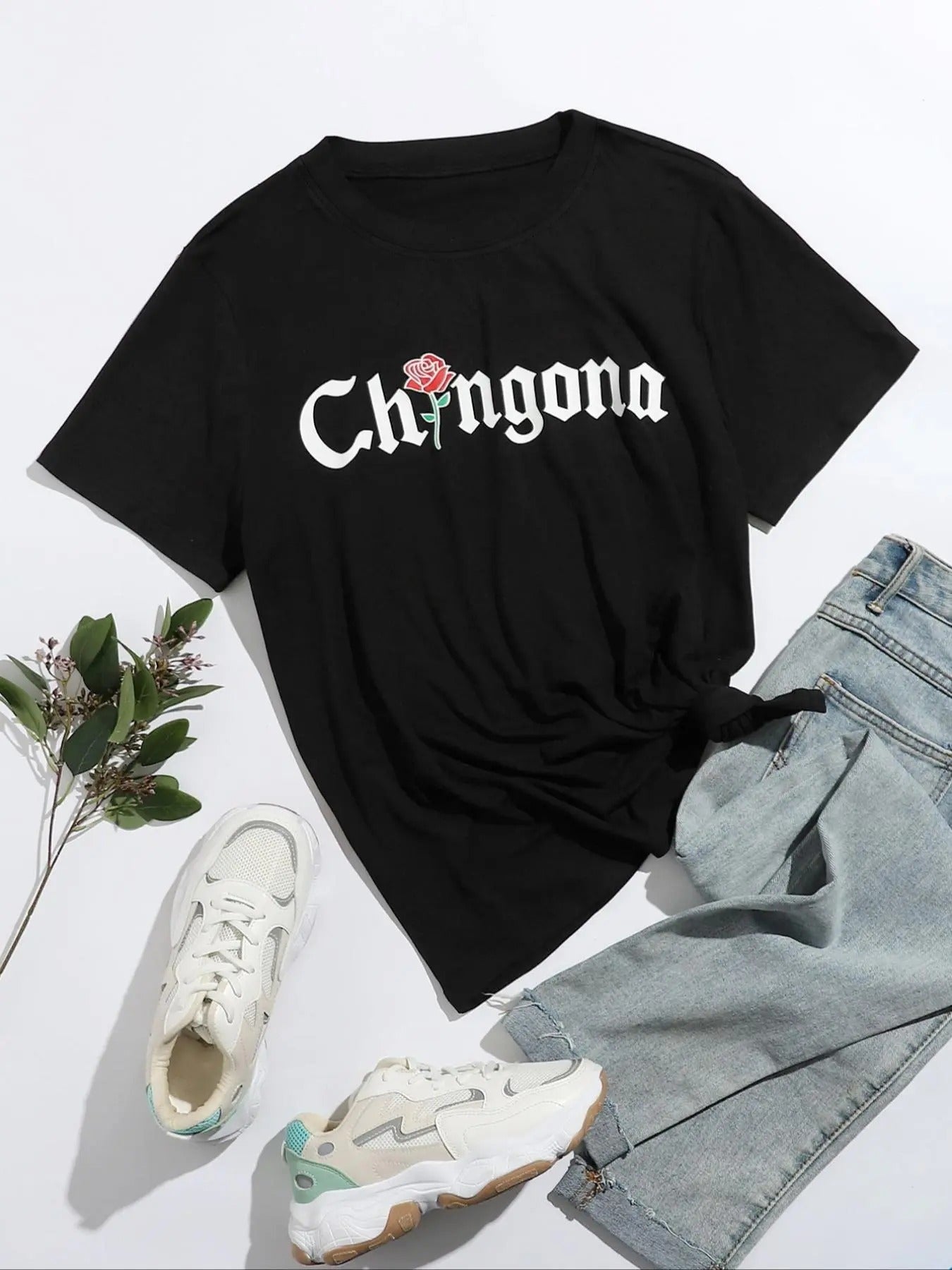 Floral Letter Print Drop Shoulder Casual Short Sleeve - Adult & Kids T-Shirts, Sweatshirts & Hoodies apparel design preview 1