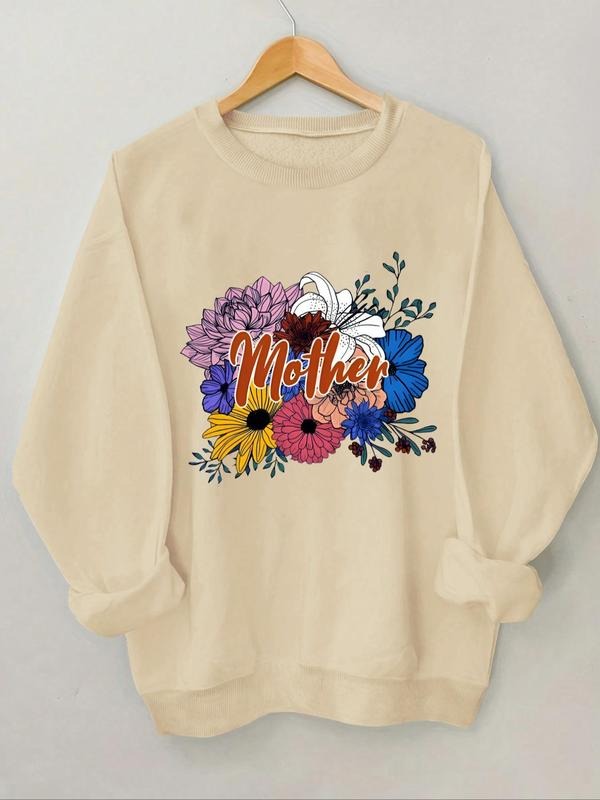 Floral Letter Print Round Neck Casual Crew Spring - Adult & Kids T-Shirts, Sweatshirts & Hoodies apparel design preview 1