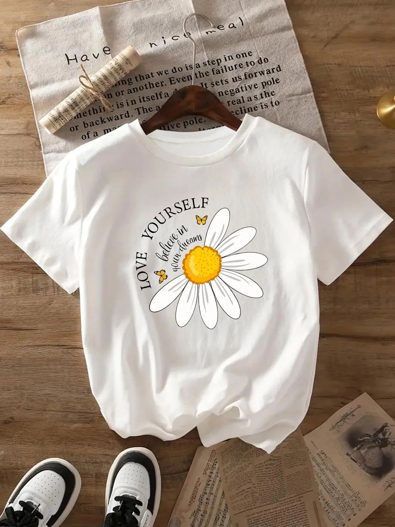Floral Letter Print Round Neck Casual Short Sleeve - Adult & Kids T-Shirts, Sweatshirts & Hoodies apparel design preview 1