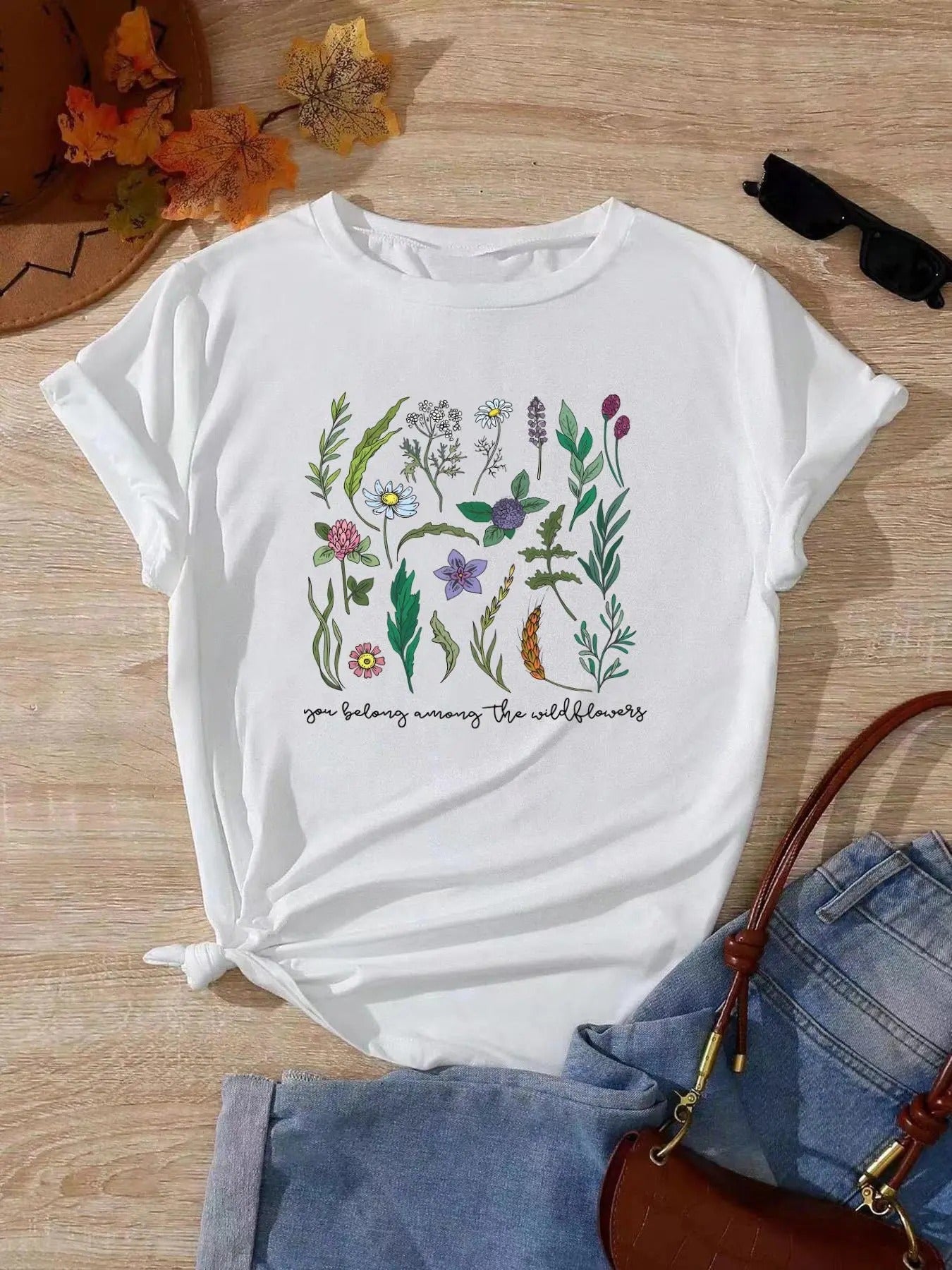 Floral Letter Print Round Neck Casual Short Sleeve - Adult & Kids T-Shirts, Sweatshirts & Hoodies apparel design preview 1
