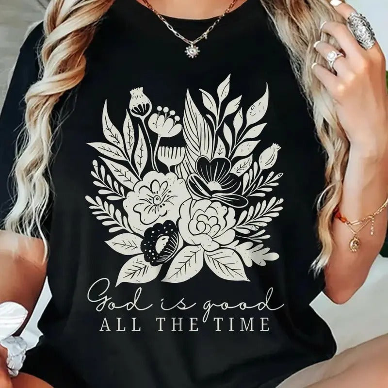 Floral Letter Print Round Neck Casual Short Sleeve - Adult & Kids T-Shirts, Sweatshirts & Hoodies apparel design preview 1