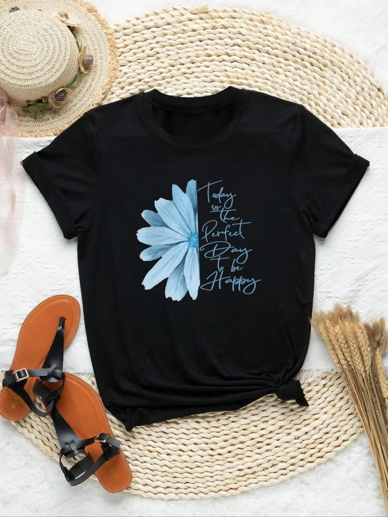 Floral Letter Print Round Neck Casual Short Sleeve - Adult & Kids T-Shirts, Sweatshirts & Hoodies apparel design preview 1