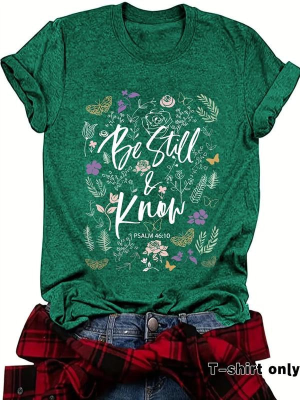 Floral Letter Print Round Neck Casual Crew Short - Adult & Kids T-Shirts, Sweatshirts & Hoodies apparel design preview 1