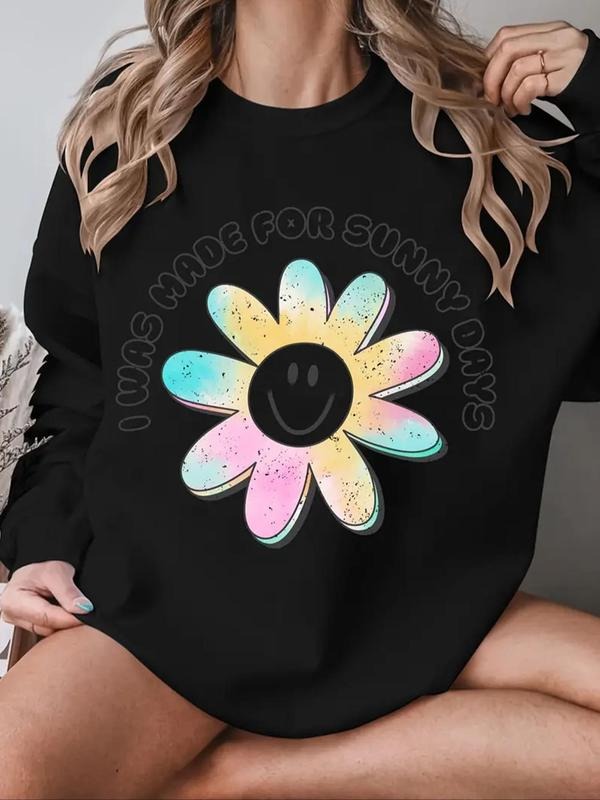 Floral Smile Face Print Round Neck 1 Count Casual - Adult & Kids T-Shirts, Sweatshirts & Hoodies apparel design preview 1