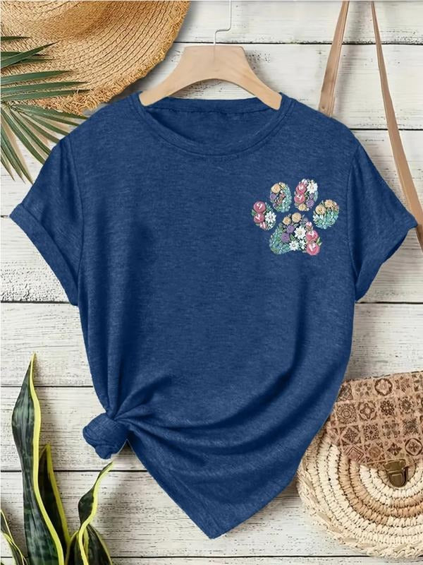 Floral Claw Print Casual Summer Top Round Neck Short - Adult & Kids T-Shirts, Sweatshirts & Hoodies apparel design preview 1