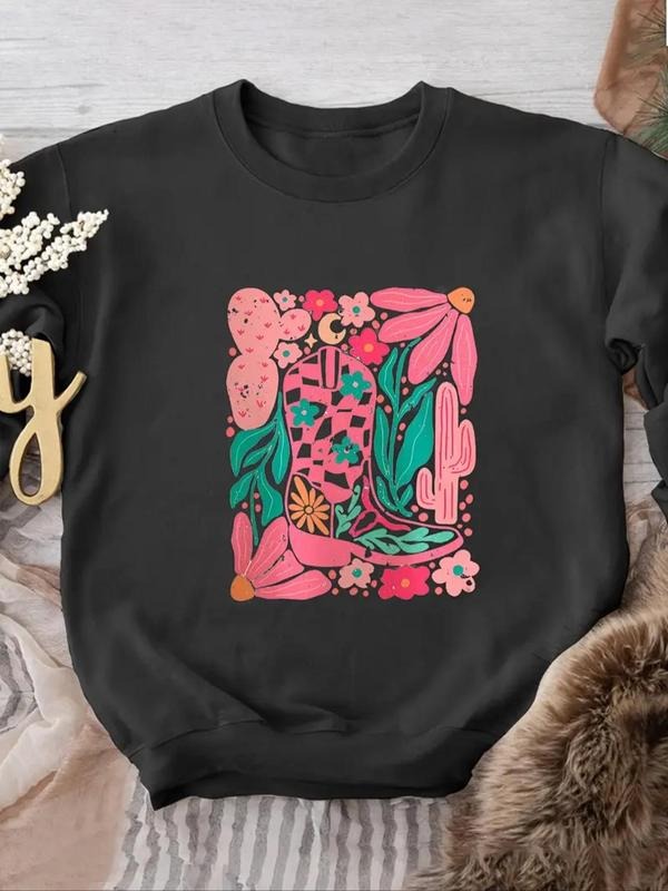 Floral Print Crew Neck Casual Fall Winter Clothes - Adult & Kids T-Shirts, Sweatshirts & Hoodies apparel design preview 1