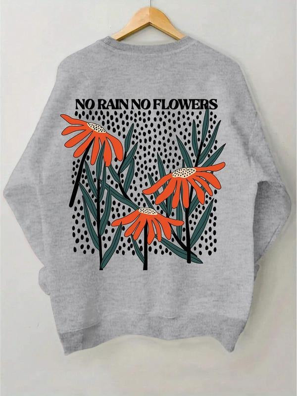 Floral Print Drop Shoulder Casual Round Neck Fall - Adult & Kids T-Shirts, Sweatshirts & Hoodies apparel design preview 1