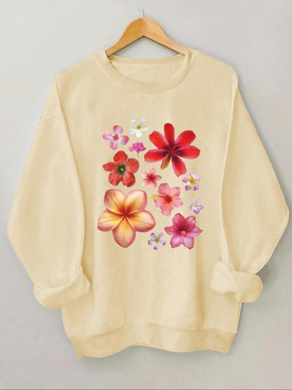 Floral Print Drop Shoulder Casual Round Neck Fall - Adult & Kids T-Shirts, Sweatshirts & Hoodies apparel design preview 1