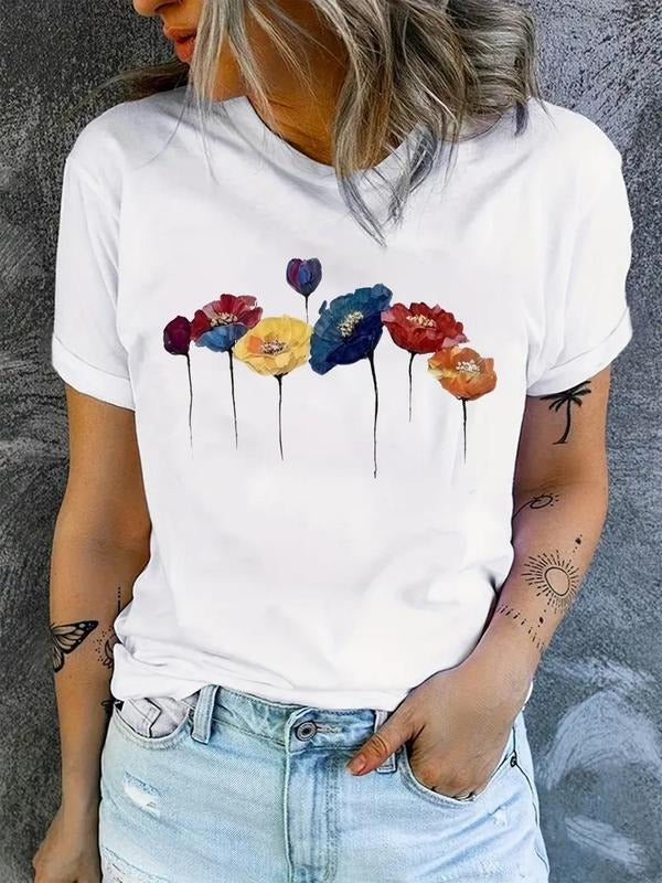 Floral Print Round Neck Vintage Casual Short Sleeve - Adult & Kids T-Shirts, Sweatshirts & Hoodies apparel design preview 1